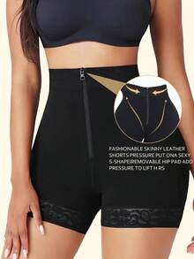 Women's Postpartum Corrective Shaping Pants, Zipper & Button Design, Tummy Control, Hip Lift, Yoga Assistance Shapewear - Black - View 3