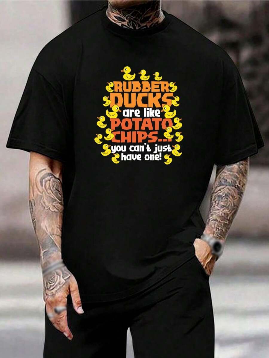 Camiseta divertida de pato de goma - Camiseta gráfica de pato lindo para hombres y mujeres - Idea de regalo única - Estilo casual - Perfecta para amantes de los patos - Negro - Ver 1