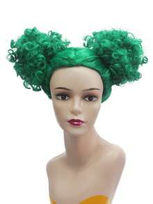 Lockige, bunte Clown-Explosion Perücke, einzigartiges Design mit doppelten Dutt-Frisur, lustige Kostümperücke für Partys - Verschiedenfarbig - Übersicht 17