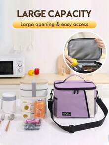 1pc Women Men Universal Lunch Bag For Work/Women Adult Insulated Lunch Box/Leakproof Cooler Lunch Tote Bag With Storage Bag. Adjustable Shoulder Strap, Large Capacity, Multi-Function, Suitable For Outdoor Reusable Lunch Cooler Bag, Work Picnic, Hiking Picnic Bag, Insulated Lunch Bag, Portable School Lunch Box, Back To School Supplies, School Bag, School Essentials, College Essentials, Lunch Box Bag For Women, Suitable For