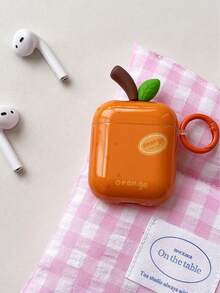 3D Leaf, Orange & Pear Design Silicone Soft Case Cover Compatible With Apple 4/3, Pro 2/3, Cute & Creative, Suitable For Couples, Summer