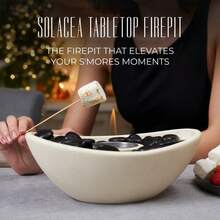 Concrete Tabletop Fire Pit Extended Burn Time Portable Indoor Fireplace And Smores Maker Suitable For Indoor And Outdoor Use Beige - MatteBeige - View 6