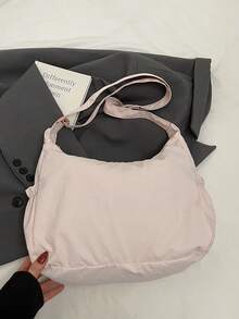 女士云褶抽绳单肩包斜挎包腋下包 - 粉色 - 查看 4