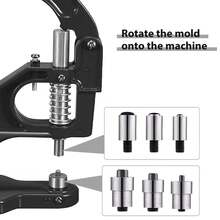 Heavy-Duty Hand Press Grommet Kit - Includes Punch Tool, 3 Dies, Hammer & 1500pcs Gold+1500pcs Silver Eyelets For Fabric, Leather & Crafts - Black - View 8