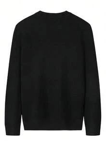 Suéter de punto de cuello en V de manga larga para hombre, para otoño e invierno - Negro - Ver 4