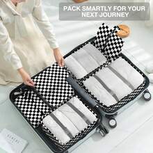 8 Set Travel Storage Bag Packing Cubes Portable Clothes Packing Cubes,Lightweight Waterproof Luggage Organizer For Clothes, Shoes, Makeup, Accessories - Black and White - View 6