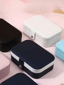 1 件旅行珠宝盒，小型 PU 皮革珠宝收纳盒，适合女士和女孩，双层便携式迷你旅行盒，用于存放耳环、戒指、项链 - 首飾盒 - 查看 9