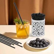 10/20/50/99/200pcs Black Disposable Coffee/Beverage Stirrers, Can Be Used As Coffee Straws Or Stirrers, Disposable Beverage Straws, Pointed Tip, Black, For Milk Tea, Bubble Tea, Soy Milk, Juice, Supplies, Beverage/Bar Juice/Coffee Straws, Suitable For Iced Coffee, Smoothies, Milkshakes And Any Cold Drinks, Suitable For Wedding Events, Parties, Picnic Supplies, Back To School Supplies, Halloween - Black - View 4
