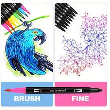24 Colors Colouring Pens Dual Tip Brush Pens, Felt Tip Pens For Adults, Brush Marker Pens For Colouring Book Journal Drawing Lettering Sketching Back To School - 24colors - View 8