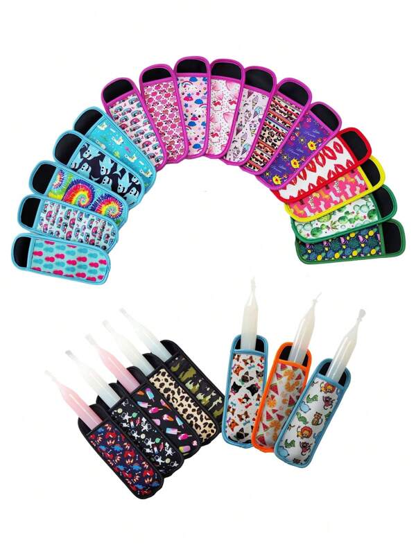 Manchons pour sucettes glacées, manchons isothermes, housses de support à sucettes glacées, sacs colorés pour sucettes glacées, supports réutilisables et lavables pour sucettes glacées, articles d'été, articles ménagers, accessoires de réfrigérateur