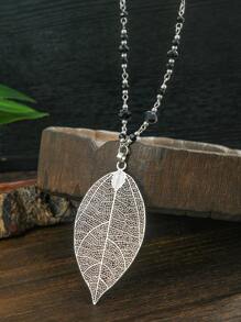 TopHanqi 1 colar minimalista elegante com pingente vazado e design de folha, adequado para mulheres para uso diário, festas, reuniões, deslocamentos, presentes, todas as estações