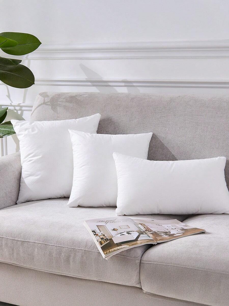 1/2/4pcs Solid Color Pillows Insert, Bedding, Soft Fluffy White Pillows, Christmas Decorations, With Hidden Zipper, High Rebound Polyester Fiber Filling Pillow, Halloween Gift, Halloween Decor, Perfect For Home & Hotel Use, Living Room, For Bed, Sofa, Bedroom Decorative Stuffer Pillow, Dorm Room Essentials College. - trắng - Xem 1