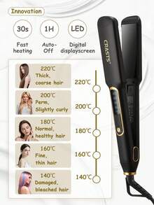 CRASTS 专业直发器、平板夹、卷发器、直发器和卷发器、快速加热、液晶显示屏、快速温度调节、钛硬板、家庭和沙龙使用、护发礼品