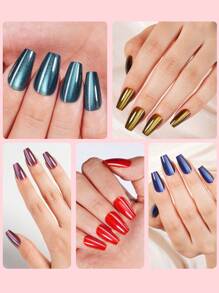 150pcs Acrylic Short Square Cat-Eye Push-On False Nails, 5 Colors Of Fashionable Cat-Eye Design False Nails Set, Suitable For Women And Girls, Nail Salons To Use False Nail Decoration
