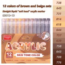 GuangNa 12 colori Penne a pennarello liquido acrilico colore pelle/macaron, punta dritta, adatto per carta, pietra, ceramica, realizzazione di biglietti e artigianato fai-da-te, forniture per la casa e la scuola, regali di Ringraziamento e Natale, forniture scolastiche, ritorno a scuola