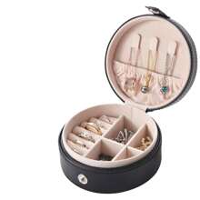 Mini Jewelry Travel Organizer - Scratch-Resistant Portable Jewelry Case With Multi-Section Compartments For Rings, Earrings, Necklaces - Perfect Gift Box For Women & Girls (Square/Circle)