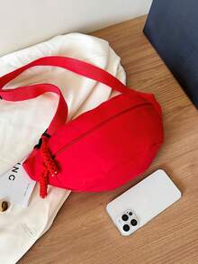 Nylon High Capacity Chest Bag Waist Pack, Unisex Suitable For Daily, Sports, Running, Travel, Leisure Use - Red - View 6