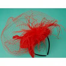 Pillbox Fascinator Hat With Veil For Tea Party Or Cocktail - B-red - View 6