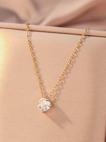 1 件锆石吊坠和铜链项链，优雅的女士日常休闲配饰