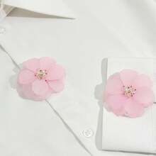 2 件衬衫纽扣套，女士花朵手工袖扣，衬衫装饰纽扣，全铜底座，工艺品装饰纽扣，精美配饰，商务日常派对婚礼礼物，精致工艺品