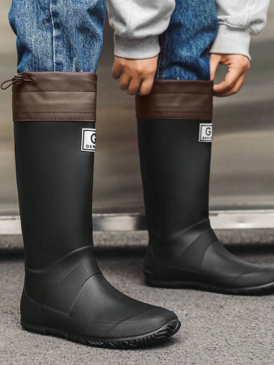 Detachable Portable Outdoor Rain Boots, Unisex Soft High Shaft Waterproof Boots For Camping, Suitable For Men & Women - Black - View 1