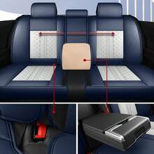 JDWBT Car Seat Covers Full Set 5 Seat, Fit For T0yota Hybrid RAV4, Camry, Corolla, 4Runner, Prius, C-HR, Avalon, Crown, NAPPA Leather Automotive Seat Covers For Cars, Universal Car Front Seats And Back, Adjustable Car Seat Protector - 藍白 - 查看 5