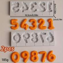 2pcs Silicone Number 0-9 3D Embossed Fondant Chocolate Mold, Birthday Cake Decorating DIY Baking Handmade Crafts For Home Decoration And Gift Decor