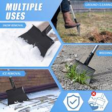 Multifunctional Heavy-Duty Steel Garden Shovel – 136cm Adjustable Handle, For Weeding, Digging, Lawn Edging & Ice Removal - Black - View 9
