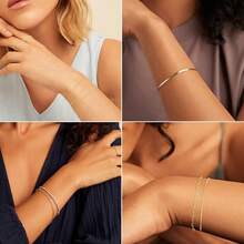 MBW Gold Bracelets Women, Dainty 14K Gold Plated Bracelet Stack Beaded Chain Bracelet Set Thin Small Cute Paperclip Bracelets Fashion Waterproof Jewelry Gold Accessories Women - Style6 - 查看 4