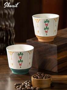 shoxil 1 件陶瓷咖啡杯，中东沙特咖啡杯，150 毫升，卡布奇诺蜡烛杯，节日礼物，适合下午茶、家庭聚会、餐厅、咖啡馆、露营 - 咖啡杯 - 查看 5