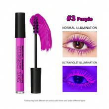 lakerain 1pc Fluorescent Colored Curling Waterproof Sweat-Resistant Long-Lasting Mascara, Suitable For Halloween, Festivals, Cosplay - 彩色 - 查看 13