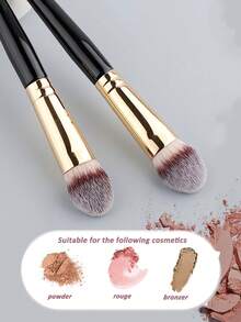 1pc Powder Blush Brush, Peach Contour Makeup, V-Shaped Head - Black - View 2