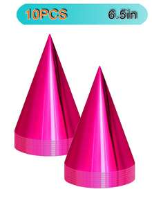 6 szt./10 szt. Kolorowe czapki na przyjęcie urodzinowe, czapki stożkowe dla dorosłych, metaliczne nakrycia głowy w kształcie stożka, czapki na przyjęcie urodzinowe dla dorosłych, zestaw hurtowy w 6 kolorach (metaliczny niebieski/zielony/złoty/srebrny/gorący róż/czerwony) - Wielokolorowe - Zobacz 15