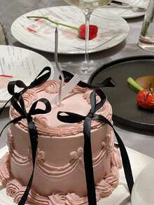 5/10/20 件红色/黑色/粉色丝带蝴蝶结蛋糕装饰、情人节蛋糕装饰、甜点蝴蝶结装饰、丝带蛋糕装饰用品、周年纪念蛋糕装饰，适用于婚礼、派对、情人节、周年纪念、生日蛋糕 - 彩色 - 查看 3