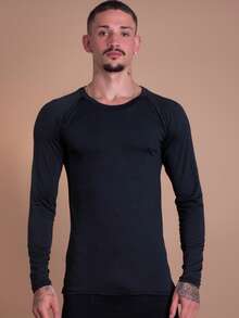 Men's Thermal Shirt UV Protection 50+ Second Skin T-Shirt Cold Mesh Blouse Gym Long Sleeve F7 NEW STYLE - 黑色 - 查看 1
