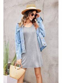 Women's Racerback Sleeveless Nightgown, Sleepwear - Grey - View 4