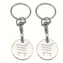 1pc-10pcs Shopping Cart Token Supermarket Trolley, Stainless Steel Shopping Trolley Remover, Shopping Trolley Token Pendants, Shopping Trolley Chips, Metal Stainless Steel Keychain, Keyring Decoration With Trolley Unlocking Key, Keyring Accessory - Multicolor - View 11