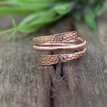 2 件锤纹设计开口可调节波西米亚风格戒指，适合女士、派对和日常佩戴礼物 - 紅銅色 - 查看 1