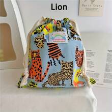 Multi-Color Fabric Drawstring Storage Bags | Breathable & Lightweight | Cartoon Print With Rainbow Label | Versatile Organizer For Home, Travel & Gifts | Ideal For Clothes, Diapers, Jewelry, Cosmetics | Durable & Portable, Clothes Organizer Storage ﻿
