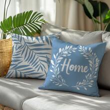 4pcs Simplistic Leaf Print Decorative Throw Pillow Covers, Peach Velvet Fabric, 45*45CM/18*18 Inch, Suitable For Modern Living Room Sofa Decor, Gift, Party