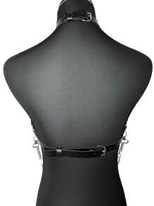 Valentine's Day Special-New Solid Color Cutout Corset With Chain-Women's Sexy Body Harnesses-Gothic Shaping Chest Belt-Adjustable Cage Top-Holiday Rave Costume Party Fashion Accessories