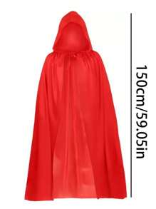 1 pezzo di mantello sottile e trasparente in materiale lavorato a maglia, rosso e nero, unisex per adulti, con cappuccio, monolayer, adatto per travestimenti di Ognissanti come strega, demone, vampiro, accessorio costume