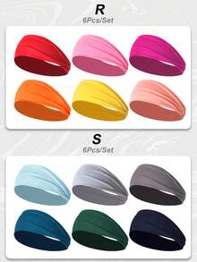 3条/6条装女士弹力宽运动头带，纯色，休闲户外跑步时尚发饰，头巾式头带，秋冬季发带蝴蝶结，适合度假装扮，女士优雅围巾，女士头巾，柔软头巾 - 彩色 - 查看 9