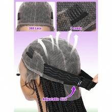 32" Full Double Lace Front Braid Wig - Hand Crochet Braided Wig, Knotless Cornrow Braids, Lace Frontal, Blended Black Hair With Baby Hair, Natural Looking, Realistic Hairline, Breathable, Comfortable, Durable, For Women - 黑色 - 查看 10