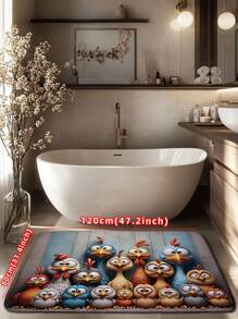 1pc Whimsical "Big Eye Chicken" Bathroom Mat, Bathroom Rug, Non-Slip Bathroom Mat, Modern Minimalist Design, Absorbent, Non-Slip , Small Indoor Carpet, Flannel Bathroom Non-Slip Floor Mat, Thick Soft Kitchen Mat, Suitable For Bathroom, Living Room, Bedroom, Kitchen, Shower Room, Home Decor, Shower Curtain And Party Carpet, Bathroom Decor, Bathroom Accessories Back To School