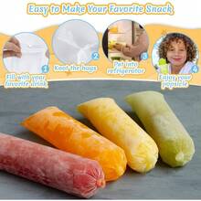 4 paquetes de 12 bolsas para moldes de paletas de hielo mexicanos, bolsas para moldes de paletas de helado casero, envoltorios para paletas, moldes para yogur, helado y batidos, 100 bolsas de plástico para golosinas de hielo - 1 - Ver 5