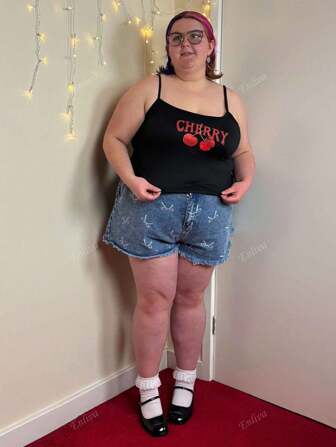 Enliva Top de tirantes casual corto y sexy con estampado de cerezas, apropiado para el verano