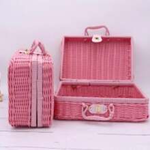 Rattan-Like Finish Box, Woven Basket, Retro Storage Box, Decorative Accessory, Hand-Held Suitcase, Gift Box