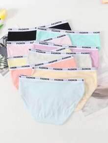 9pcs/Set Girls' Underwear Set, Classic & Playful | Fashionable Waistband | Casual Daily Style | Girls' Clothing - Multicolor - View 2