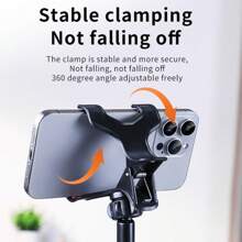 An Adjustable Long Gooseneck Phone Stand - Carbon Steel Lazy Stand, With A 360° Rotatable Clip, Suitable For Watching Videos On The Bed Or Table - No Battery Required Compatible With IPhone, Android Phone, Gift For Birthday, Family, Friends 360 Degree Rotating, Bed Lazy Stand, Phone Holder